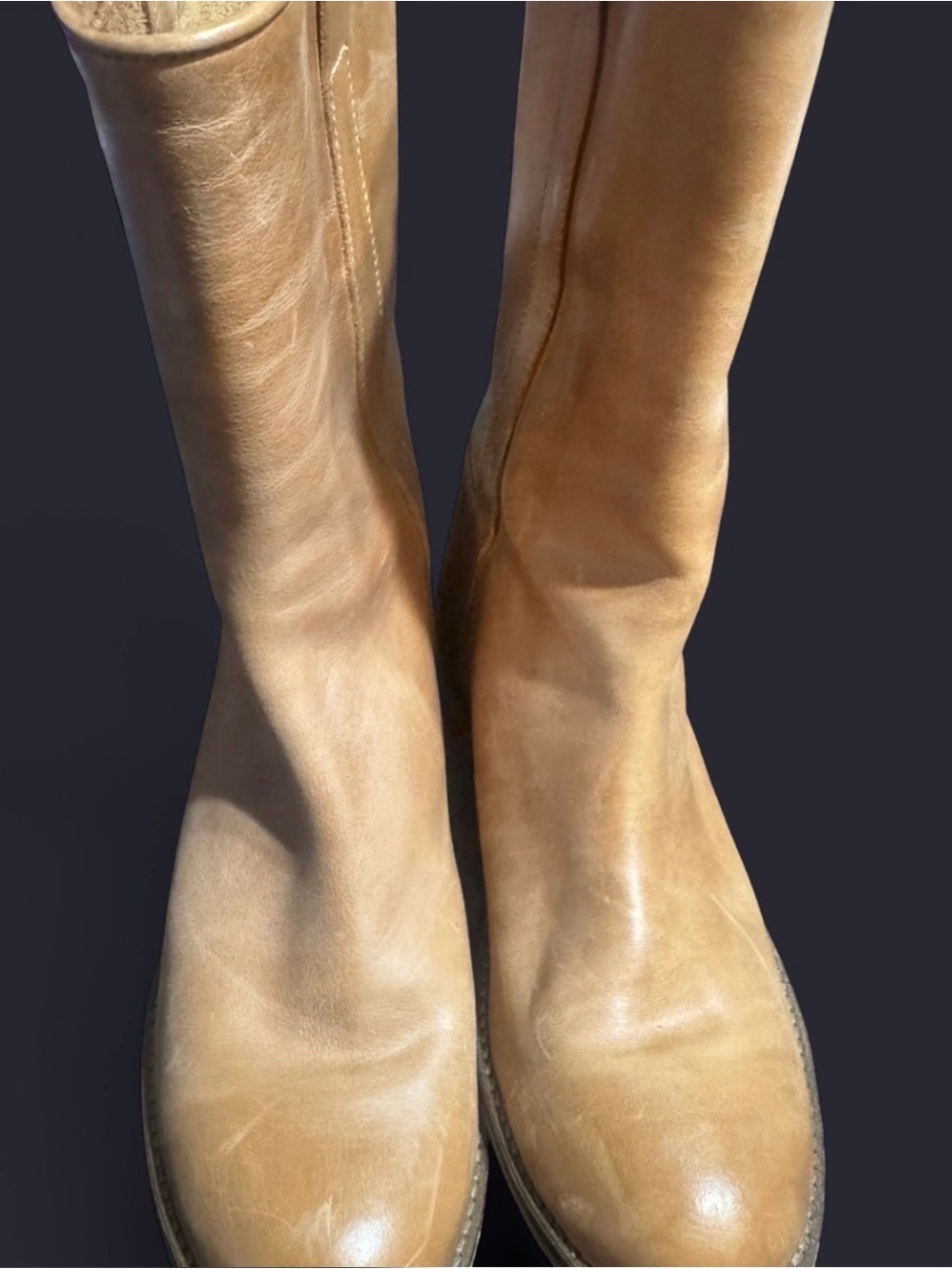 Ivylee Copenhagen Tan Leather Mid-Calf Boots EU 39 US 8–8.5 Portugal
